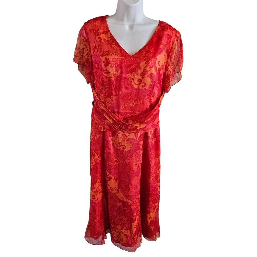 Coldwater Creek Woman Size 12 NWT 100% Silk Dress Lined Garden Party Colorful